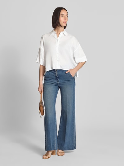 Drykorn Relaxed Fit Leinenbluse mit überschnittenen Schultern Weiss 1