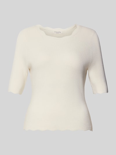 Christian Berg Woman Strickshirt aus Viskose-Mix mit Rüschenkragen Offwhite 2