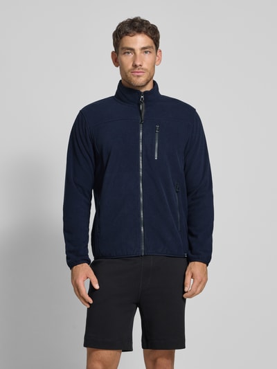 Lerros Fleecejack met opstaande kraag en labeldetail Donkerblauw - 4