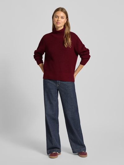 windsor. Strickpullover mit geripptem Stehkragen Bordeaux 1