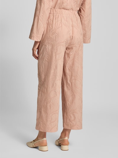 Jake*s Collection Wide leg stoffen broek met motiefstitching Zalm - 5