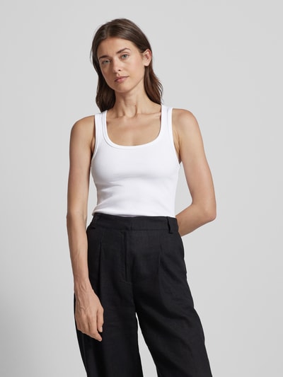 Jake*s Casual Top mit Feinripp Weiss 4