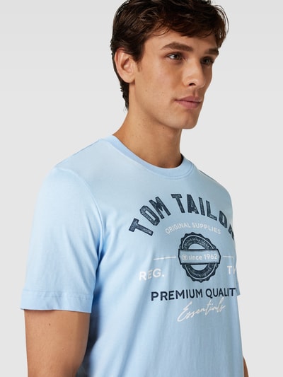 Tom Tailor T-shirt met labelprint Lichtblauw - 3