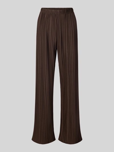 Produktfoto, Plisseehose mit elastischem Bund Modell 'Or44nella' von ZABAIONE, braun, gerade Form, plissierte Textur, Material-Mix