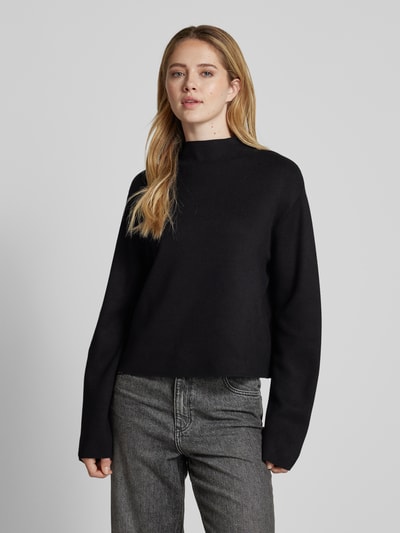 Jake*s Collection Oversized Strickpullover aus Viskose-Mix mit Stehkragen Black 4