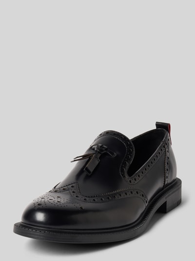 HUGO Loafer aus Leder mit Budapester Details Black 1