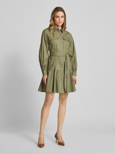 Lauren Ralph Lauren Knielanges Hemdblusenkleid mit Brustpattentaschen Modell 'REEDAN' Oliv 1