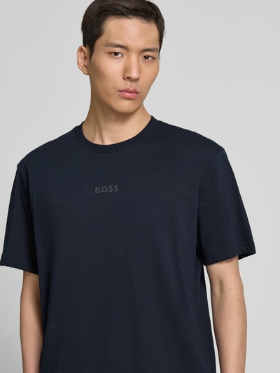 BOSS Green T-Shirt mit Label-Print Dunkelblau 3