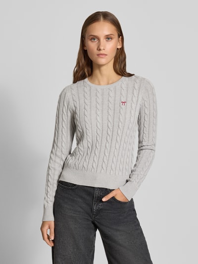 REVIEW Slim Fit Pullover aus Baumwoll-Mix Mittelgrau Melange 4