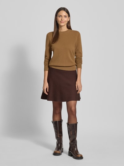 Tom Tailor Denim Spódnica mini rozkloszowana z mieszanki wiskozy Czekoladowy melanż 1