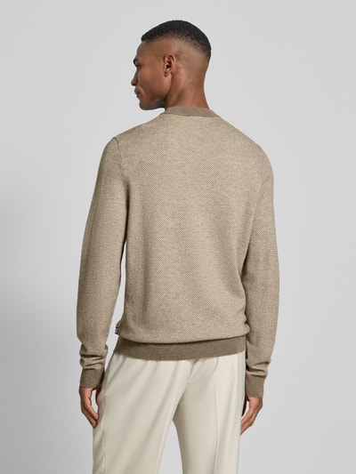 BOSS Regular Fit Strickpullover aus Baumwoll-Schurwoll-Mix Modell 'HESTRO' Schlamm 5