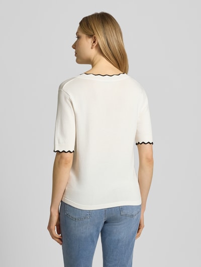 b.young Strickshirt aus Viskose-Mix mit Kontraststreifen Modell 'MORLA' Ecru 5