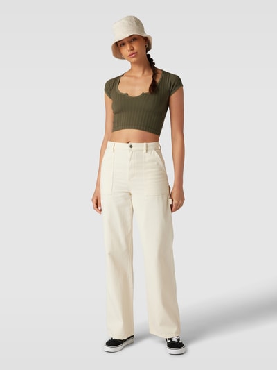 Review Crop T-Shirt mit U-Ausschnitt Khaki 1