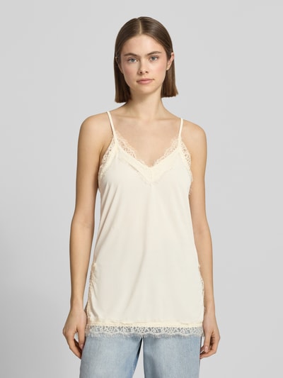 Gina Tricot Blusentop mit Spitzebesatz und Spaghettiträgern Offwhite 4