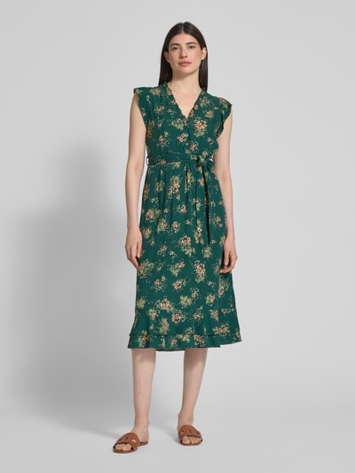 Apricot Midikleid aus Viskose mit Bindegürtel Gruen 4