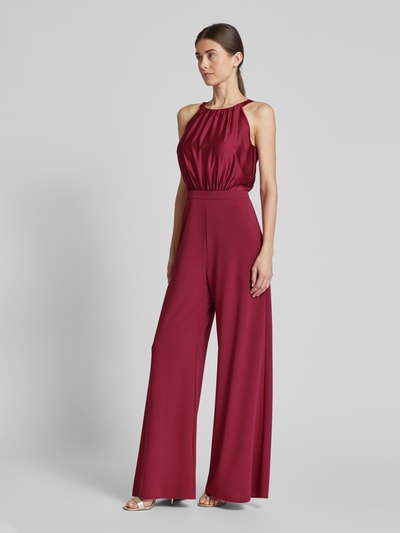 Swing Jumpsuit mit Taillenpasse Dunkelrot 1