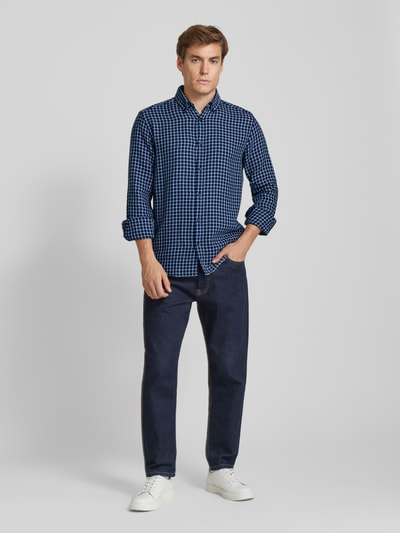 s.Oliver RED LABEL Regular Fit Freizeithemd aus strukturierter Baumwolle mit Button-down-Kragen Blau 1