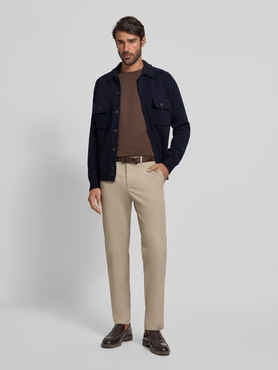 GRAN SASSO Gebreid jack met kentkraag Marineblauw - 1