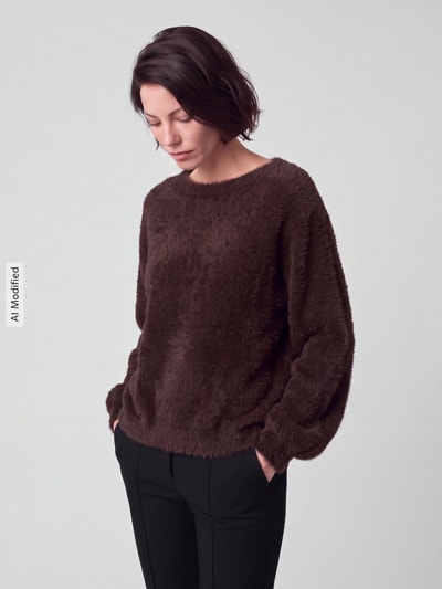 Garcia Regular Fit Pullover mit Viskose-Anteil Mittelbraun 4