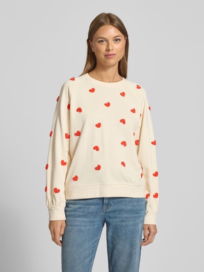 ICHI Sweatshirt met ribboorden, model 'KASURA' Offwhite - 4