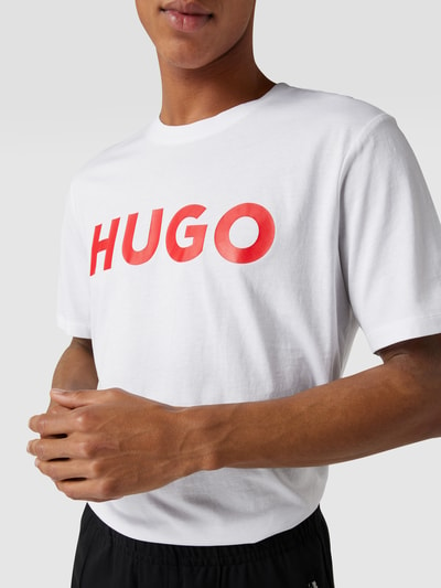 HUGO T-shirt met labelopschrift, model 'DULIVIO' Wit - 3