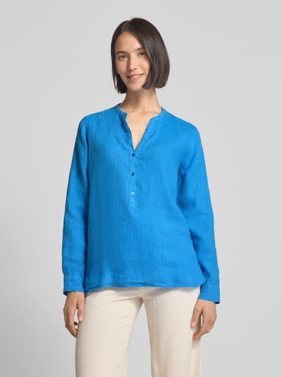 MOS MOSH Regular Fit Leinenbluse mit Tunikakragen Modell 'Danna' Royal 4