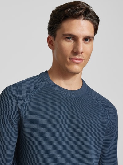 Marc O'Polo Regular Fit Strickpullover mit Ripp-Optik Rauchblau 3