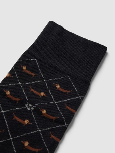 Burlington Socken mit Motiv-Print Modell 'DACHSHUND' Black 2