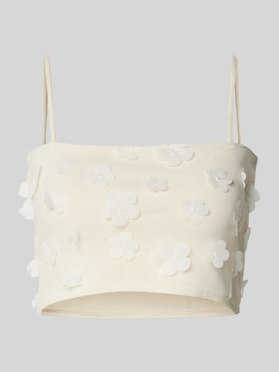 MANGO Crop Top mit floralen Applikationen Modell 'ACRA' Weiss 2