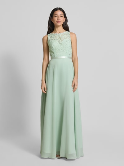 Luxuar Abendkleid mit Strasssteinbesatz Hellgruen 4