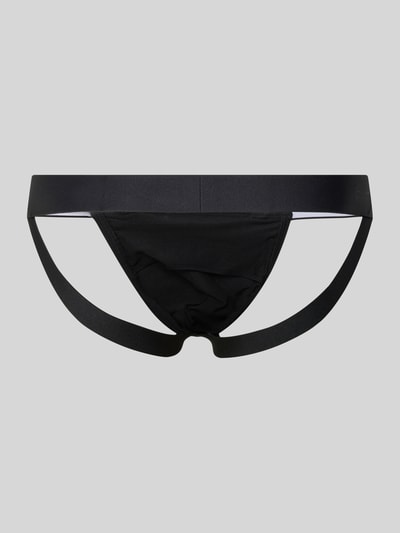 Produktfoto, schwarzer Slim Fit Jockstrap mit Logo-Stitching Modell 'Fun' von WOH, aus elastischem Baumwoll-Mix, Herren