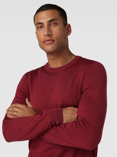 BOSS Strickpullover mit Label-Stitching Modell 'Botto' Bordeaux 3