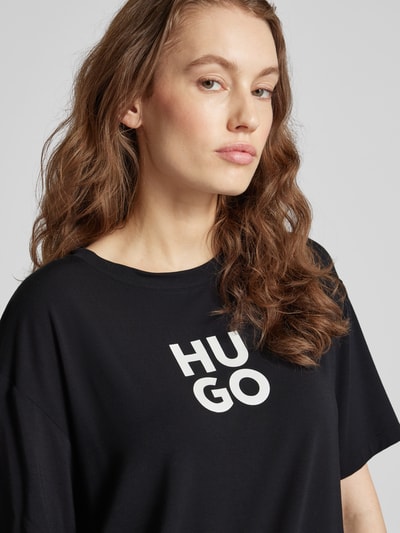 HUGO T-Shirt mit Label-Print Modell 'MAKENA' Black 3