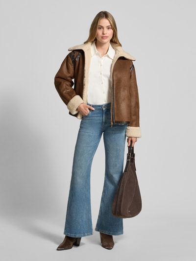 Jake*s Casual Relaxed Fit Jacke mit Zweiwege-Reißverschluss und Kunstfell Dunkelbraun 1