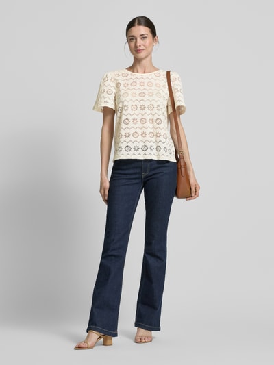 ICHI Blusenshirt mit Rundhalsausschnitt Modell 'LYRINA' Offwhite 1