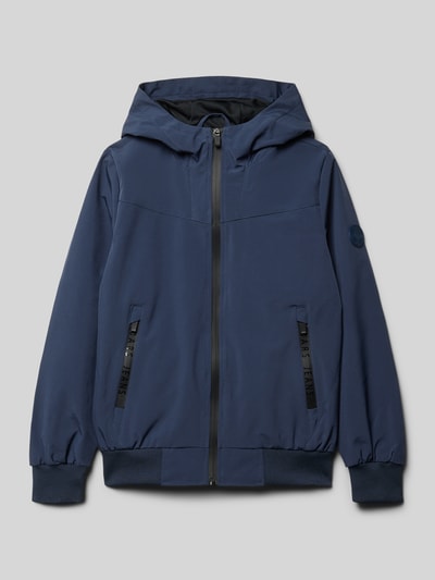 Productfoto, donkerblauwe Regular Fit Jacke mit Kapuze Modell 'Jorym' van CARS JEANS, stretchmateriaal, ritszakken, elastische boorden