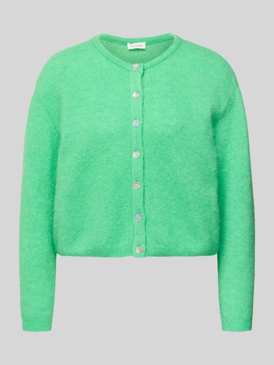 Productfoto, Strickjacke mit Knopfleiste Modell 'VITOW' van American Vintage in helder groen, alpaca-wolmix, ronde hals, geribbelde boorden, dames