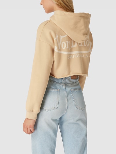 Von Dutch Korte hoodie met labelprints, model 'Munja' Beige - 5