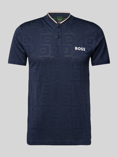 BOSS Green Slim Fit Poloshirt mit Label-Print Modell 'Pariq' Marine 2