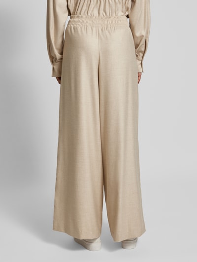 Drykorn Wide leg stoffen broek met elastische band, model 'CEILING' Beige - 5