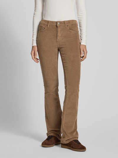 Only Spodnie sztruksowe o rozkloszowanym kroju z mieszanki bawełny model ‘MARY’ Szarobrązowy 4