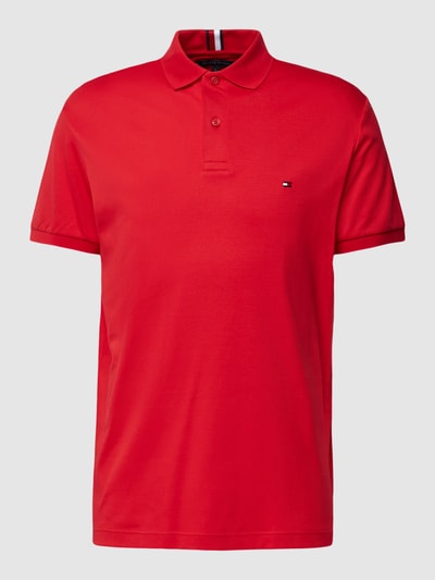 Tommy Hilfiger Regular fit poloshirt met labelstitching Donkerrood - 2