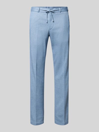 Produktfoto, lichtblauwe heren stoffen broek Straight Fit Stoffhose mit Bundfalten Modell 'Sparta' van Zuitable, materiaalmix met katoen, bandplooien, achterzakken, knoop- en ritssluiting, bandwijdte maat 50: 47 cm, binnenbeenlengte maat 50: 80 cm