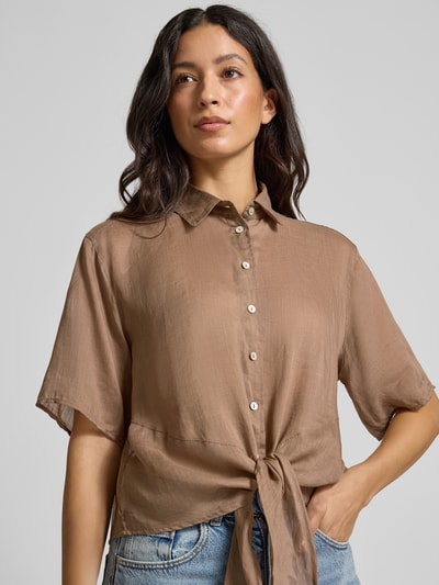 Christian Berg Woman Regular Fit Bluse mit Knoten-Detail Mittelbraun 3