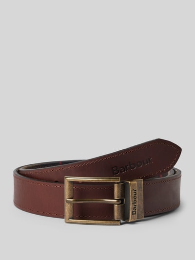 Barbour Leren riem met doornsluiting, model 'TARTAN' Middenbruin - 1