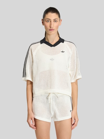 adidas Originals Loose Fit Poloshirt in Strickoptik Offwhite 4