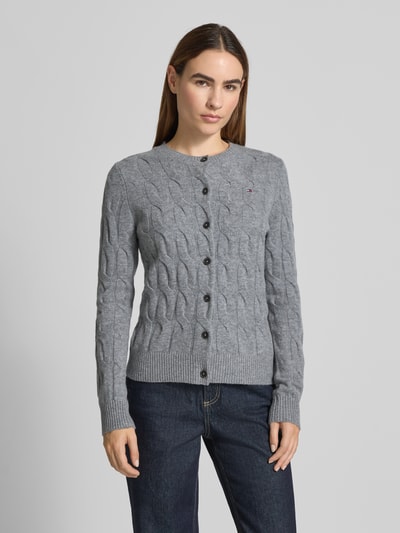 Tommy Hilfiger Regular fit gebreid jack met kabelpatroon van zuivere wol Lichtgrijs - 4
