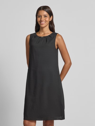 Marc Cain Knielanges Leinenkleid mit Label-Applikation Black 4
