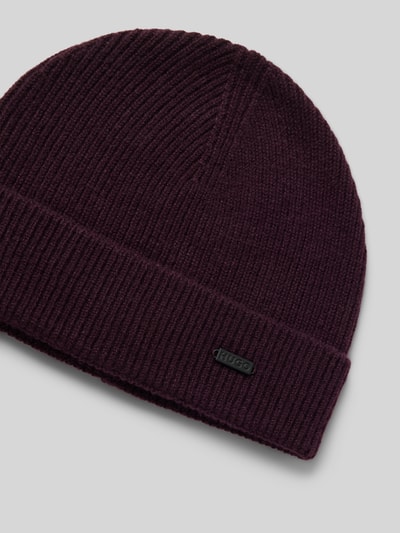 HUGO Czapka beanie z detalem z logo model ‘Xamiro’ Śliwkowy 2