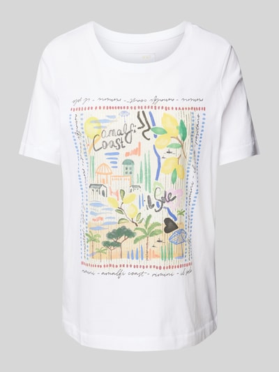 Oui T-Shirt mit Motiv-Print Weiss 2